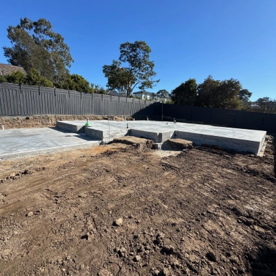 Concrete slab footings on a prepared site